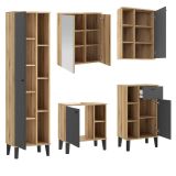 Badmbel Set 5-teilig Torsby in grau und Evoke Eiche Badkombination 182 x 190 cm