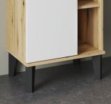Badezimmer Midischrank Torsby in wei und Evoke Eiche Badmbel Kommode 51 x 128 cm