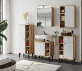 Badezimmer Midischrank Torsby in wei und Evoke Eiche Badmbel Kommode 51 x 128 cm