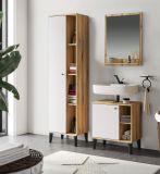 Badezimmer Hochschrank Torsby in wei und Evoke Eiche Badschrank 51 x 190 cm