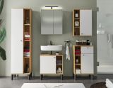 Badezimmer Hochschrank Torsby in wei und Evoke Eiche Badschrank 51 x 190 cm