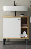 Waschbeckenunterschrank Torsby in wei und Evoke Eiche Badezimmer Unterschrank 60 cm