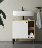 Waschbeckenunterschrank Torsby in wei und Evoke Eiche Badezimmer Unterschrank 60 cm