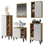 Badmbel Set 5-teilig Torsby in wei und Evoke Eiche Badkombination 182 x 190 cm