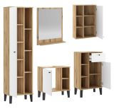 Badmbel Set 5-teilig Torsby in wei und Evoke Eiche Badkombination 182 x 190 cm