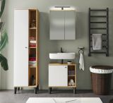 Badmbel Set 3-teilig Torsby in wei und Evoke Eiche Badkombination 121 x 190 cm