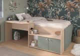 Parisot Hochbett Matre in Jackson Eiche und grn Kinder- und Jugendzimmer Bett mit Stauraum