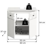 Waschbeckenunterschrank Relief in wei Hochglanz mit 3-D Struktur Badschrank 60 cm
