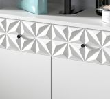 Waschbeckenunterschrank Relief in wei Hochglanz mit 3-D Struktur Badschrank 60 cm