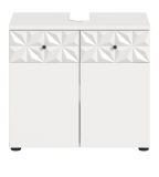 Waschbeckenunterschrank Relief in wei Hochglanz mit 3-D Struktur Badschrank 60 cm