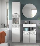 Badezimmer Hochschrank Relief in wei Hochglanz mit 3-D Struktur Badschrank 35 x 187 cm