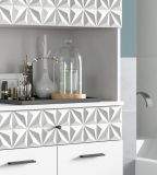 Badezimmer Hochschrank Relief in wei Hochglanz mit 3-D Struktur Badschrank 70 x 187 cm