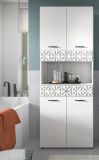 Badezimmer Hochschrank Relief in wei Hochglanz mit 3-D Struktur Badschrank 70 x 187 cm