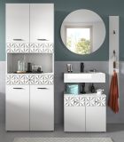 Badmbel Set 4-teilig Relief in wei Hochglanz mit 3-D Struktur Badkombination 186 cm