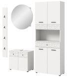 Badmbel Set 4-teilig Relief in wei Hochglanz mit 3-D Struktur Badkombination 186 cm