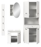 Badmbel Set 4-teilig Relief in wei Hochglanz mit 3-D Struktur Badkombination 186 cm