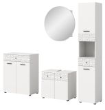 Badmbel Set 4-teilig Relief in wei Hochglanz mit 3-D Struktur Badkombination 205 cm