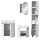 Badmbel Set 4-teilig Relief in wei Hochglanz mit 3-D Struktur Badkombination 205 cm