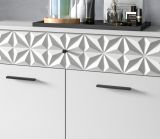 Badmbel Set 3-teilig Relief in wei Hochglanz mit 3-D Struktur Badkombination 155 cm