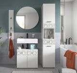 Badmbel Set 4-teilig Relief in wei Hochglanz mit 3-D Struktur Badkombination 151 cm