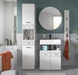 Badmbel Set 4-teilig Relief in wei Hochglanz mit 3-D Struktur Badkombination 151 cm