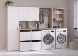 Waschmaschinenschrank Laundry in wei und Jackson Eiche Set 4-teilig 268 x 184 cm