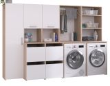 Waschmaschinenschrank Laundry in wei und Jackson Eiche Set 4-teilig 268 x 184 cm