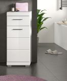Badezimmer Kommode Shawn in wei Hochglanz Badschrank 37 x 88 cm