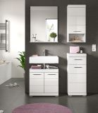 Badezimmer Kommode Shawn in wei Hochglanz Badschrank 37 x 88 cm