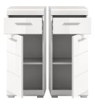 Badezimmer Kommode Shawn in wei Hochglanz Badschrank 37 x 88 cm