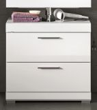 Waschbeckenunterschrank Shawn in wei Hochglanz Badezimmer Unterschrank mit Schubladen 60 cm