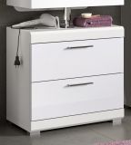 Waschbeckenunterschrank Shawn in wei Hochglanz Badezimmer Unterschrank mit Schubladen 60 cm