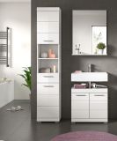 Badezimmer Hochschrank Shawn in wei Hochglanz Badschrank 37 x 191 cm