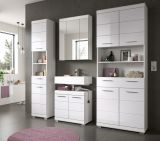 Badezimmer Hochschrank Shawn in wei Hochglanz Badschrank 74 x 191 cm
