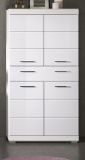 Badezimmer Midischrank Shawn in wei Hochglanz Badschrank 74 x 141 cm