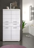 Badezimmer Midischrank Shawn in wei Hochglanz Badschrank 74 x 141 cm