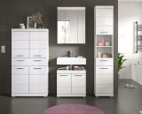 Badezimmer Midischrank Shawn in wei Hochglanz Badschrank 74 x 141 cm