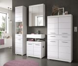 Badezimmer Midischrank Shawn in wei Hochglanz Badschrank 74 x 141 cm