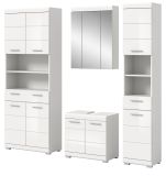 Badmbel Set 4-teilig Shawn in wei Hochglanz Badkombination 200 x 191 cm