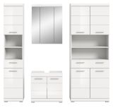 Badmbel Set 4-teilig Shawn in wei Hochglanz Badkombination 200 x 191 cm