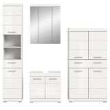 Badmbel Set 4-teilig Shawn in wei Hochglanz Badkombination 200 x 191 cm