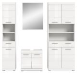 Badmbel Set 4-teilig Shawn in wei Hochglanz Badkombination 200 x 191 cm