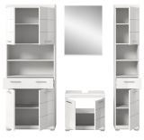 Badmbel Set 4-teilig Shawn in wei Hochglanz Badkombination 200 x 191 cm