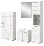 Badmbel Set 4-teilig Shawn in wei Hochglanz Badkombination 200 x 191 cm