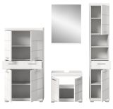 Badmbel Set 4-teilig Shawn in wei Hochglanz Badkombination 200 x 191 cm