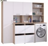 Waschmaschinenschrank Laundry in wei und Jackson Eiche Set 3-teilig 204 x 184 cm