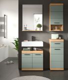 Badezimmer Kommode Shawn in Salbei grn und Artisan Eiche Badschrank 37 x 88 cm