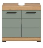 Waschbeckenunterschrank Shawn in Salbei und Artisan Eiche Badezimmer Unterschrank 60 cm