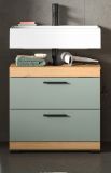Waschbeckenunterschrank Shawn in Salbei und Artisan Eiche Badezimmer Unterschrank 60 cm