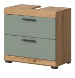Waschbeckenunterschrank Shawn in Salbei und Artisan Eiche Badezimmer Unterschrank 60 cm
